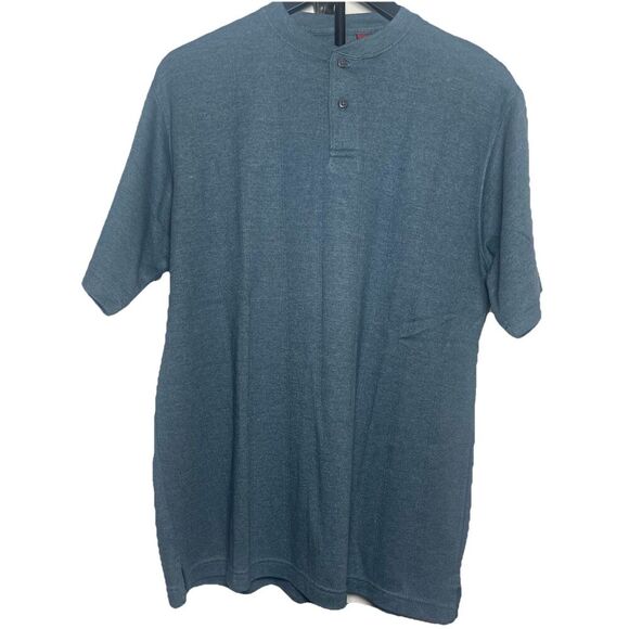 EZ’s by Haggar Men’s Henley Shirt Teal Short Sleeve Size M Casual Top - Picture 2 of 7